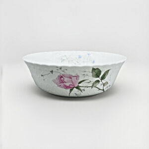 VTG Mikasa April Rose Round Vegetable Scalloped Bowl Embossed Bone China 8-7/8"
